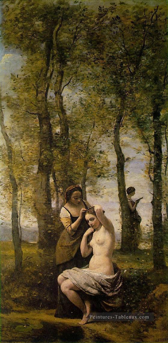 Le Toilette dit Paysage avec des personnages plein air romantisme Jean Baptiste Camille Corot Peintures à l'huile